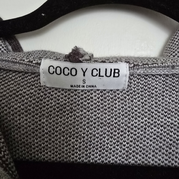 Coco Y Club Grey Hooded Knit Jacket  Bow Detail - Picture 4 of 6